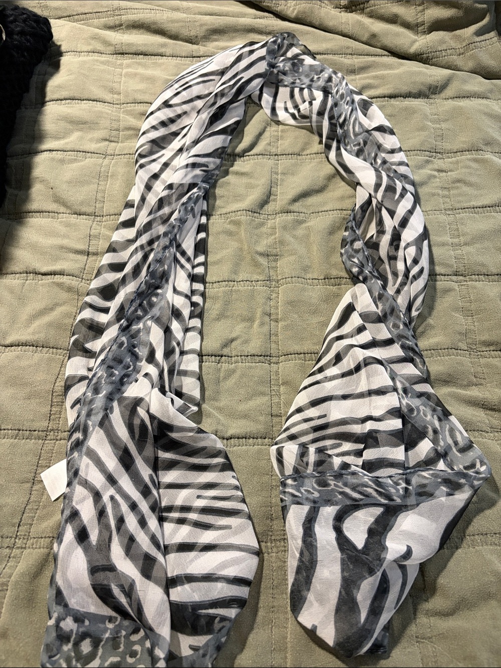 Black & White Zebra Print Lightweight Scarf